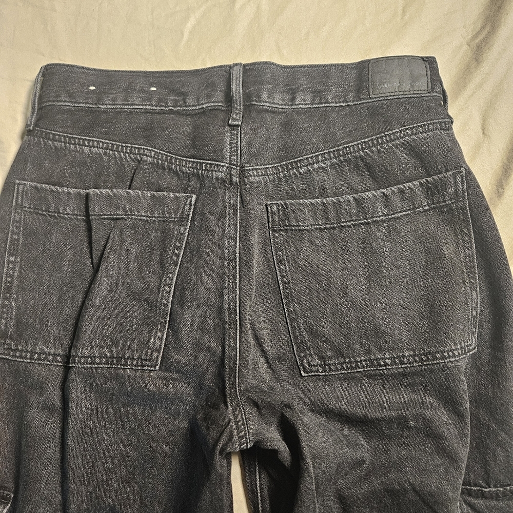 American Eagle Baggy Cargo Wide Leg Jeans Women's Size 6 Super‎ High Rise Black - Picture 13 of 13